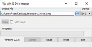 step 3 RetroPie win32 disk imager